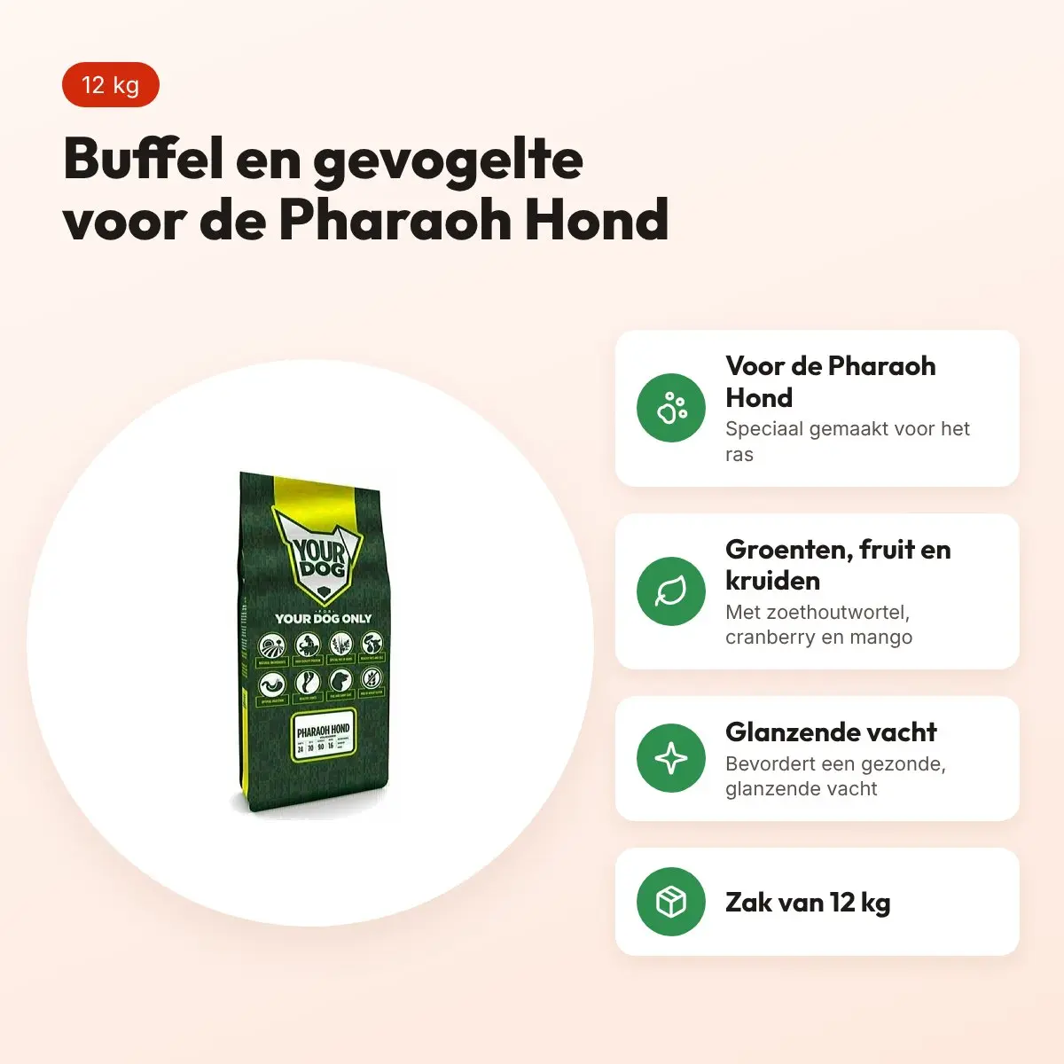 Yourdog hondenvoer Pharaoh Hond 12 kg – buffel en gevogelte – voordelen