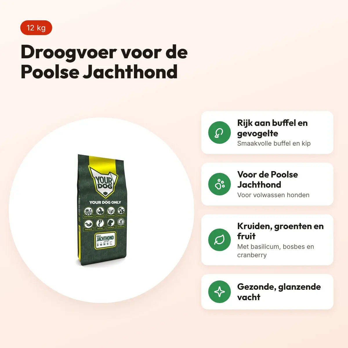 Yourdog hondenvoer Poolse Jachthond Adult 12 kg – buffel en gevogelte – voordelen