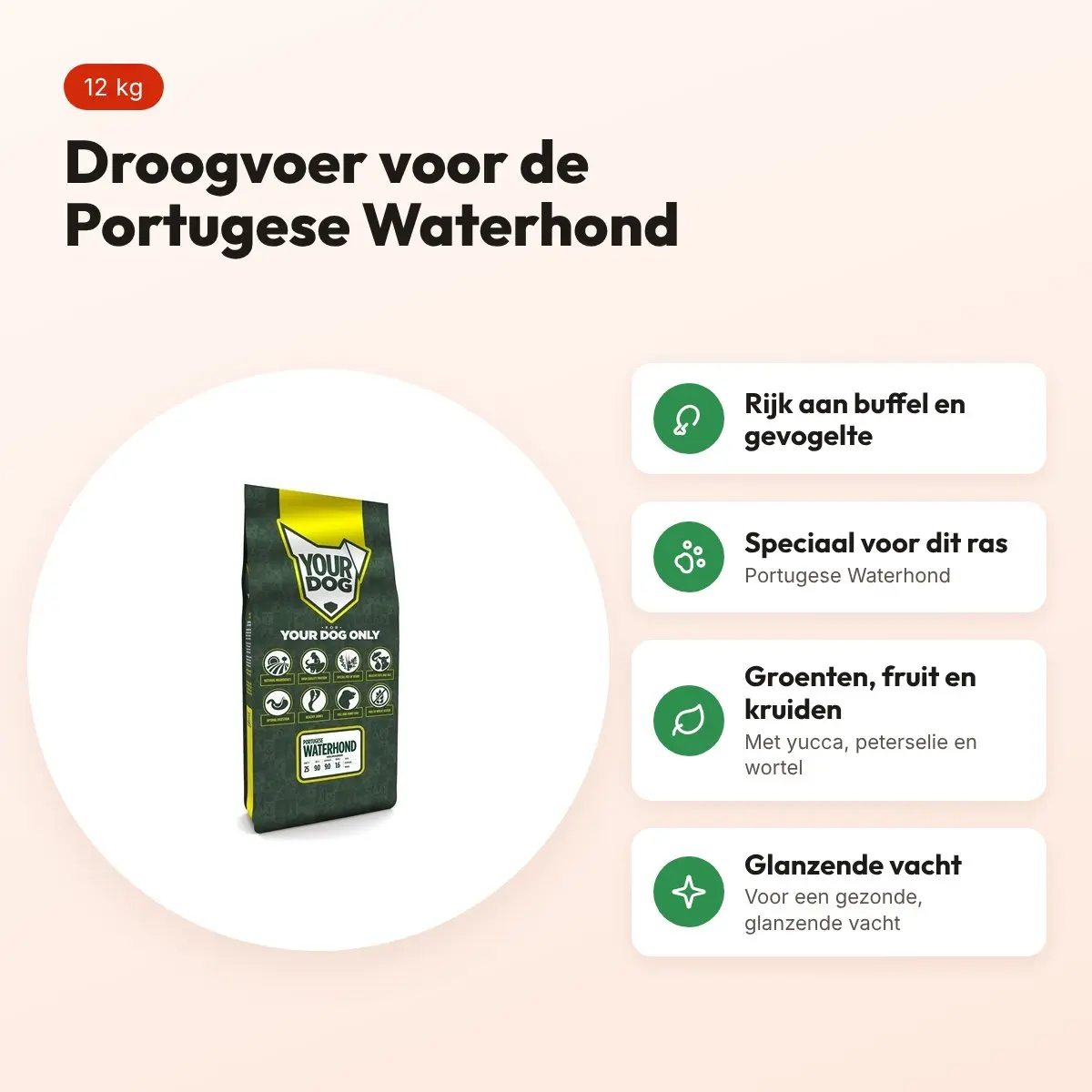 Yourdog hondenvoer Portugese Waterhond 12 kg – buffel en gevogelte – voordelen