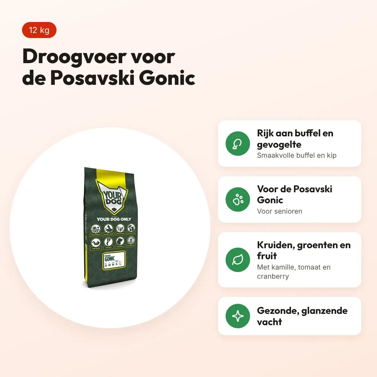 Yourdog hondenvoer Posavski Gonic Senior 12 kg – buffel en gevogelte – voordelen