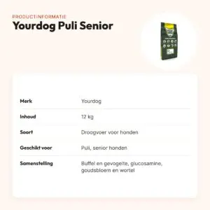Yourdog hondenvoer Puli Senior 12 kg – buffel en gevogelte – productinformatie