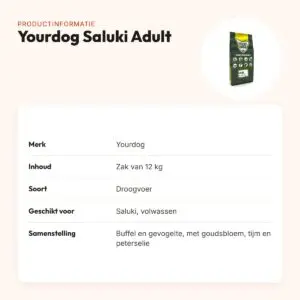 Yourdog hondenvoer Saluki Adult 12 kg – buffel en gevogelte – productinformatie