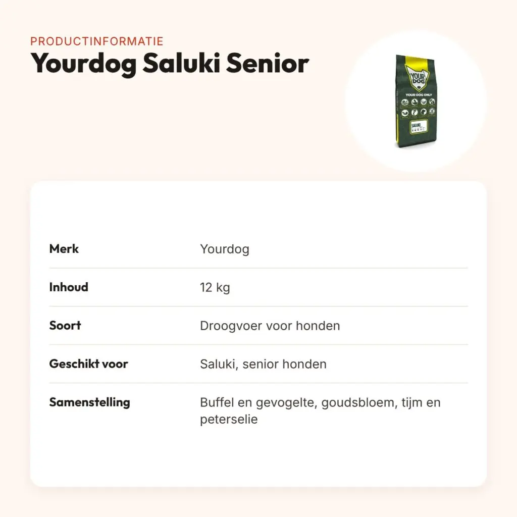 Yourdog hondenvoer Saluki Senior 12 kg – buffel en gevogelte – productinformatie