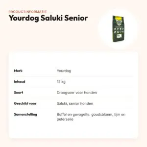 Yourdog hondenvoer Saluki Senior 12 kg – buffel en gevogelte – productinformatie