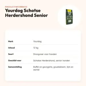 Yourdog hondenvoer Schotse Herdershond Senior 12 kg – buffel en gevogelte – productinformatie