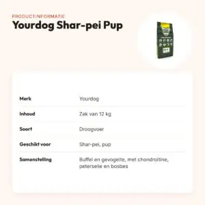 Yourdog hondenvoer Shar-pei Pup 12 kg – buffel en gevogelte – productinformatie