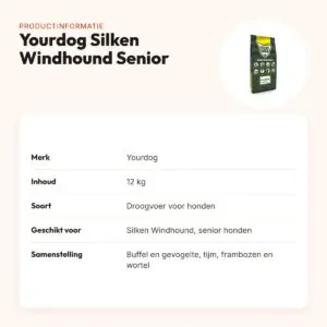 Yourdog hondenvoer Silken Windhound Senior 12 kg – buffel en gevogelte – productinformatie