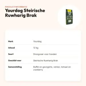 Yourdog hondenvoer Steirische Ruwharig Brak 12 kg – buffel en gevogelte – productinformatie