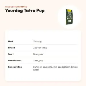 Yourdog hondenvoer Tatra Pup 12 kg – buffel en gevogelte – productinformatie