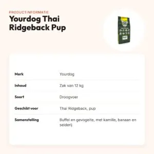 Yourdog hondenvoer Thai Ridgeback Pup 12 kg – buffel en gevogelte – productinformatie