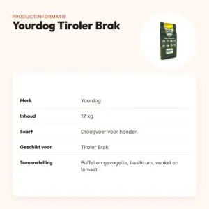 Yourdog hondenvoer Tiroler Brak 12 kg – buffel en gevogelte – productinformatie