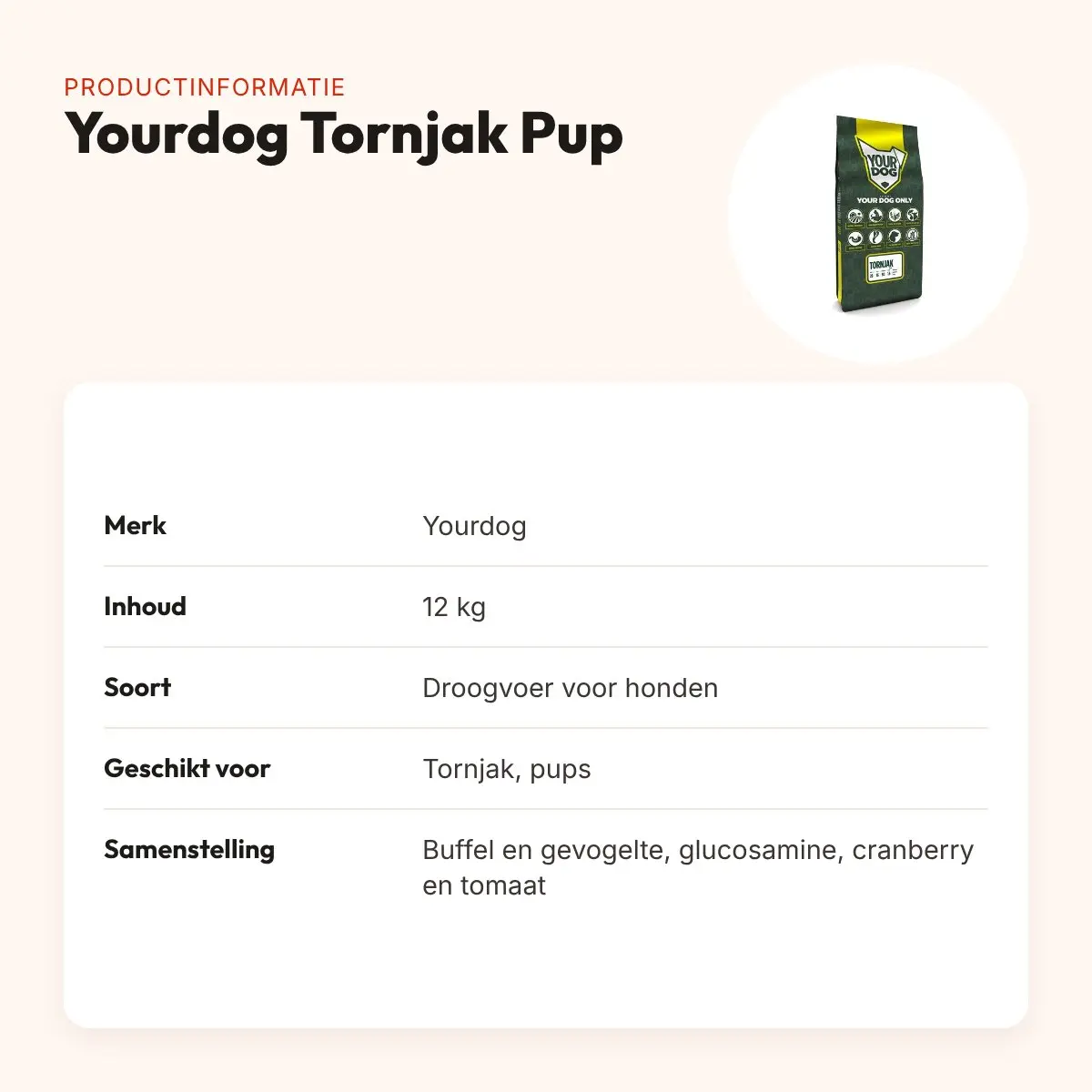 Yourdog hondenvoer Tornjak Pup 12 kg – buffel en gevogelte – productinformatie