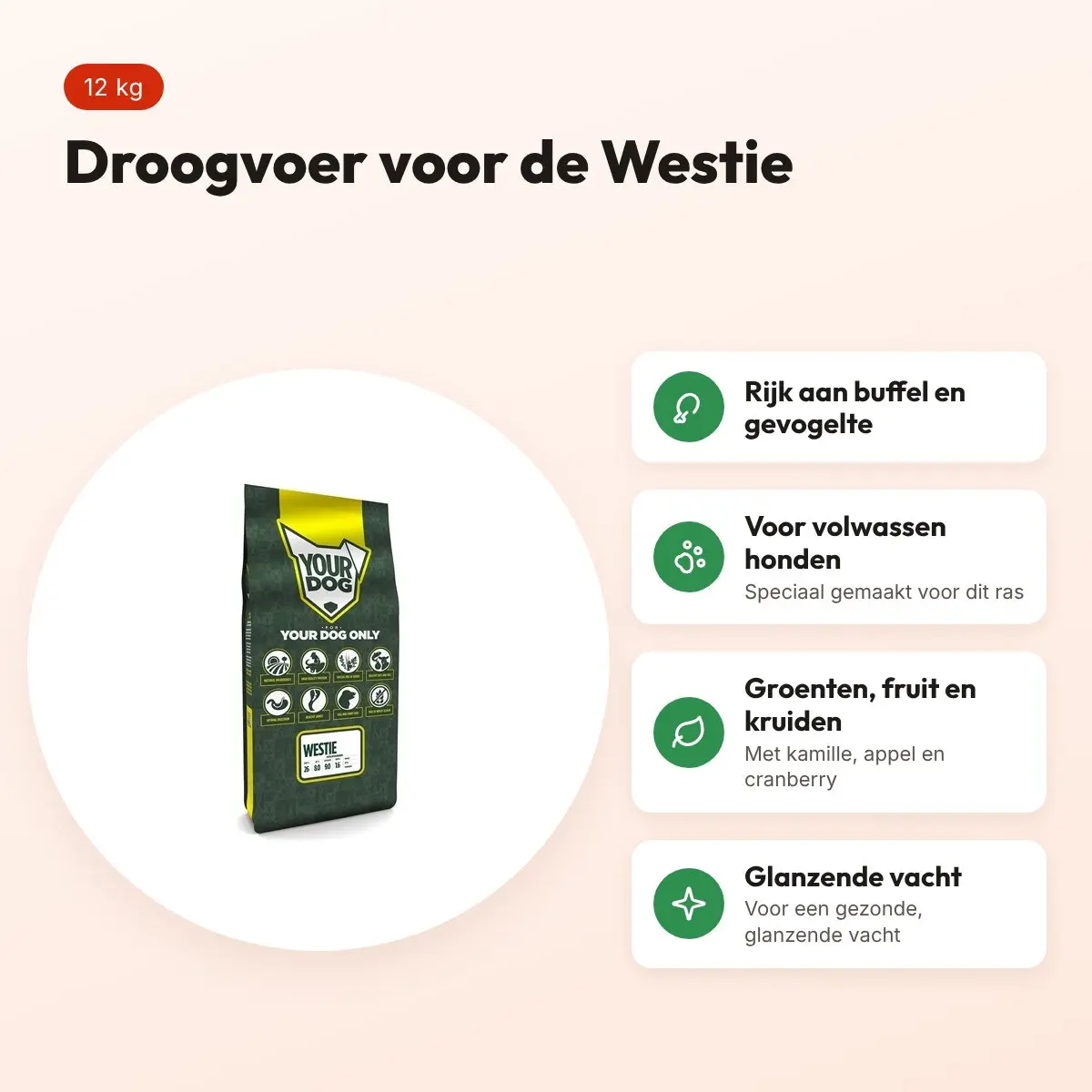 Yourdog hondenvoer Westie Adult 12 kg – buffel en gevogelte – voordelen