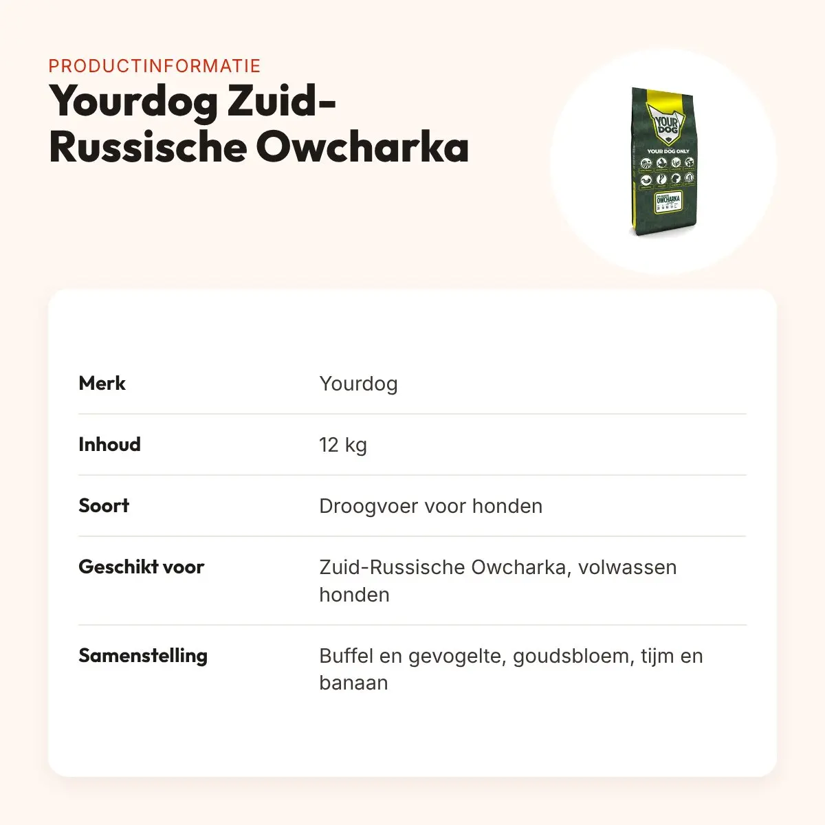 Yourdog hondenvoer Zuid-Russische Owcharka Adult 12 kg – productinformatie