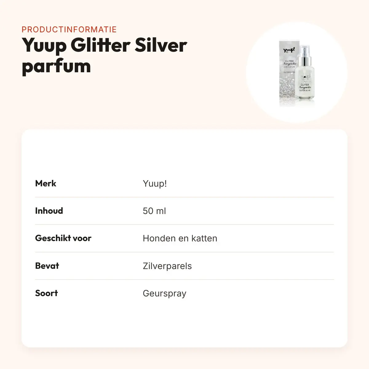 Yuup Glitter Silver parfum 50 ml – geurspray met zilverparels – productinformatie