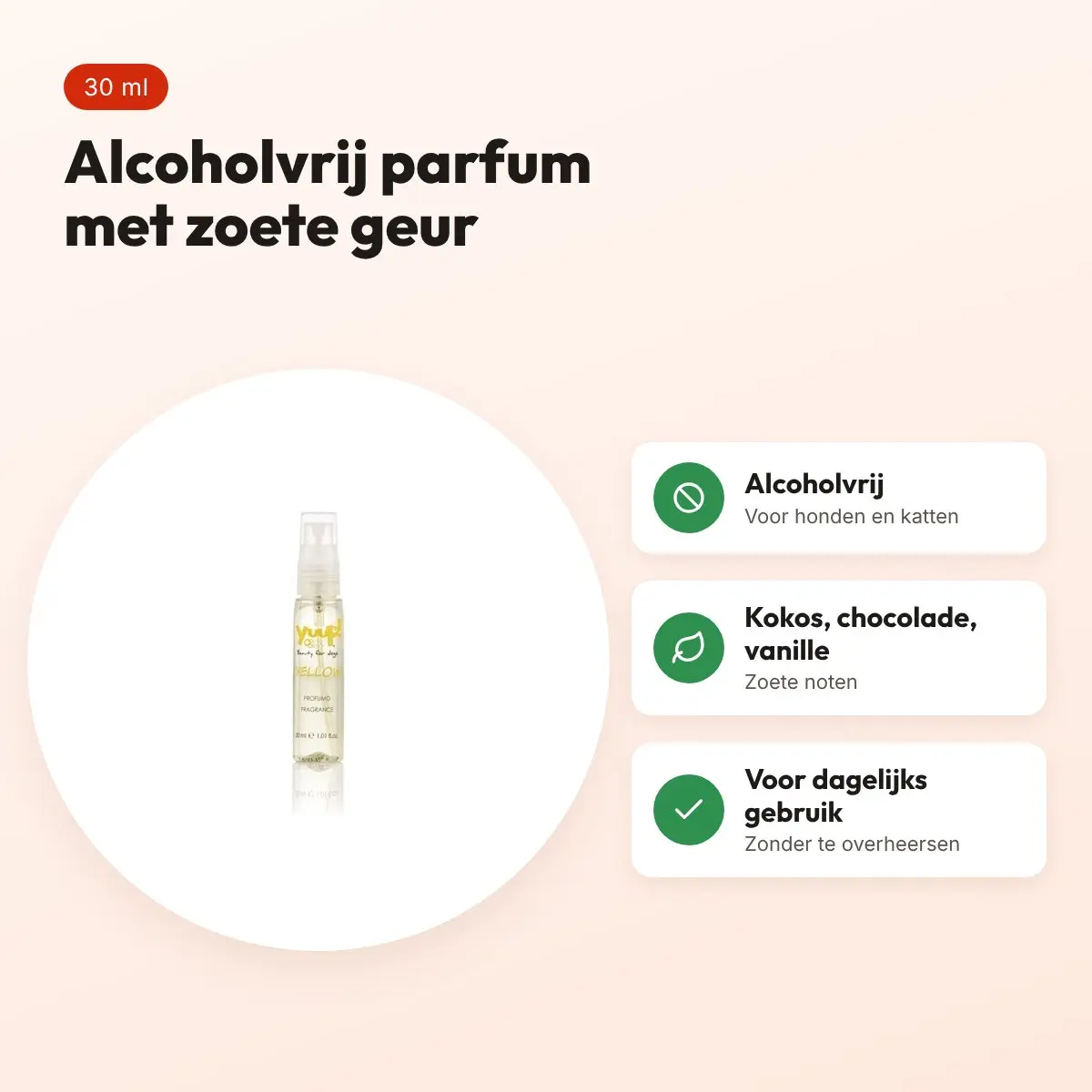 Yuup Yellow parfum 30 ml – alcoholvrij, voor honden en katten – voordelen