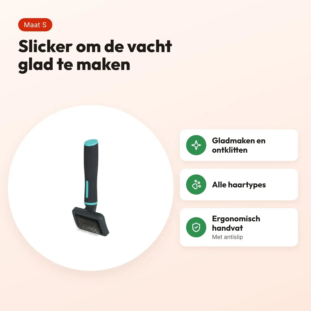 Zolux Anah slickerborstel S 7,5 x 3,5 x 17 cm – zwart/blauw – voordelen