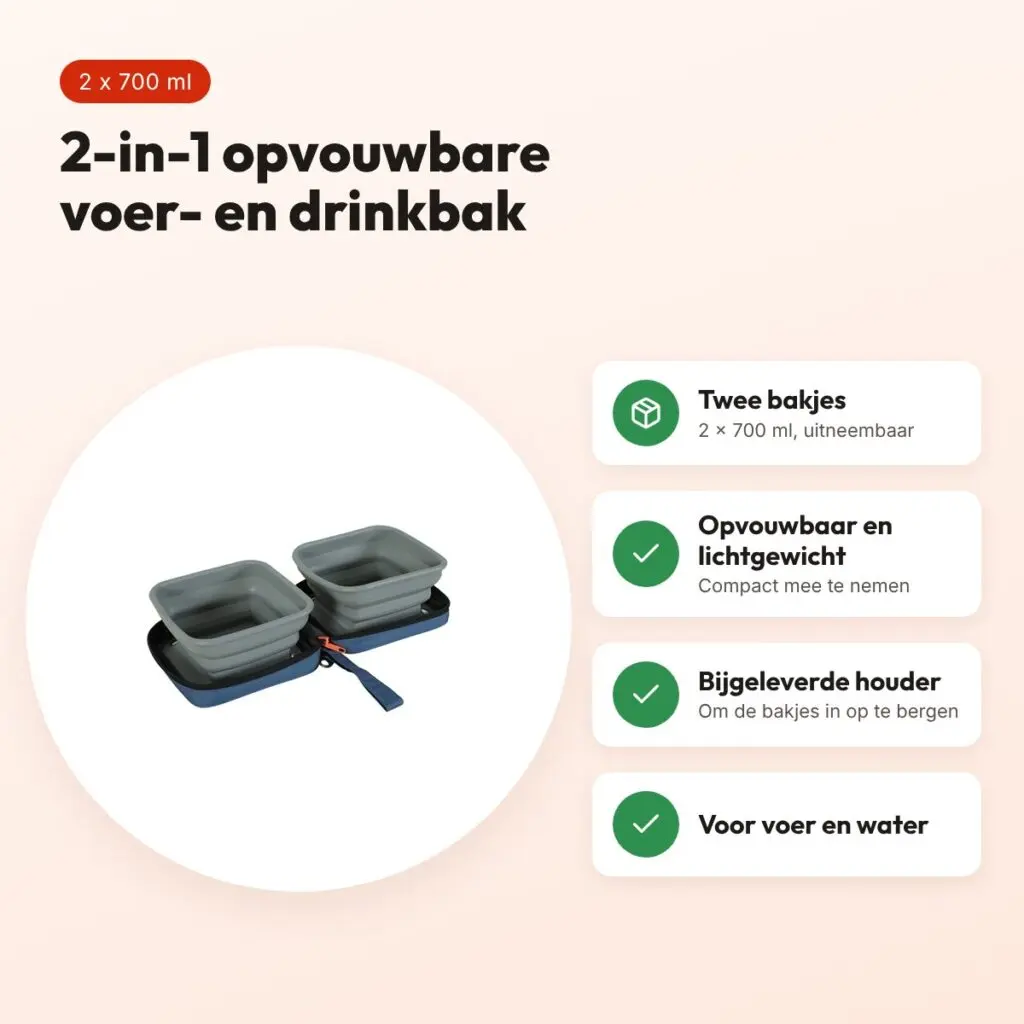 Zolux Bivouak 2-in-1 opvouwbare voer- en drinkbak blauw 2 x 700 ml – voordelen
