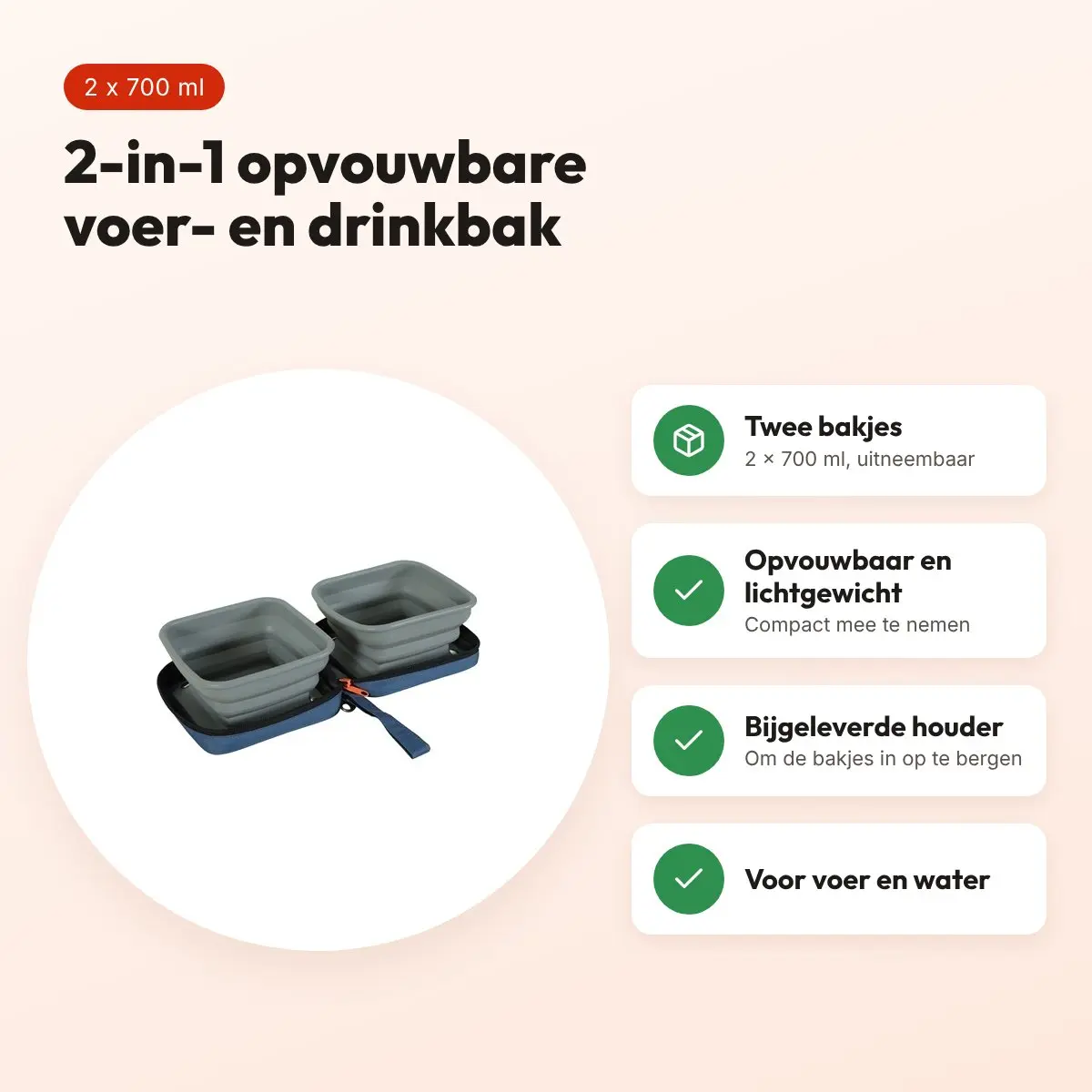 Zolux Bivouak 2-in-1 opvouwbare voer- en drinkbak blauw 2 x 700 ml – voordelen