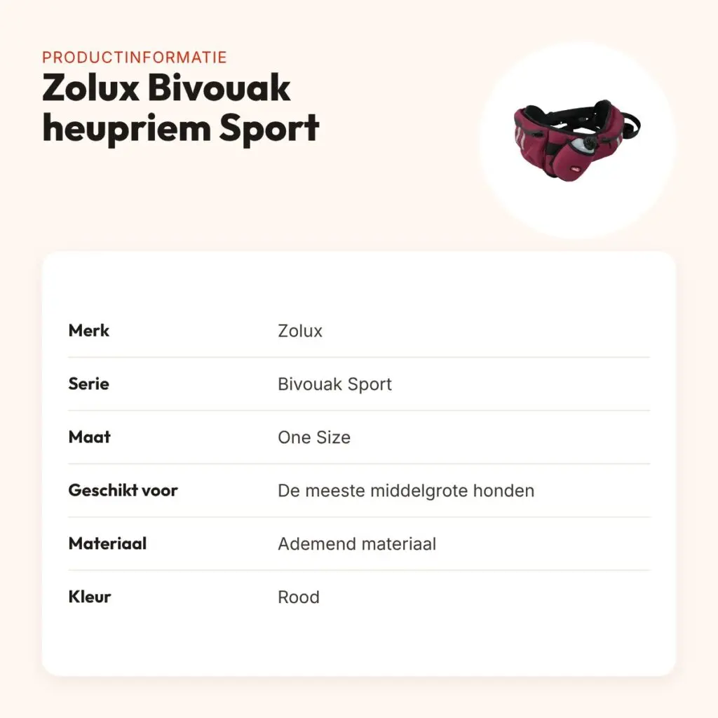 Zolux Bivouak heupriem Sport rood One Size – ademend materiaal – productinformatie