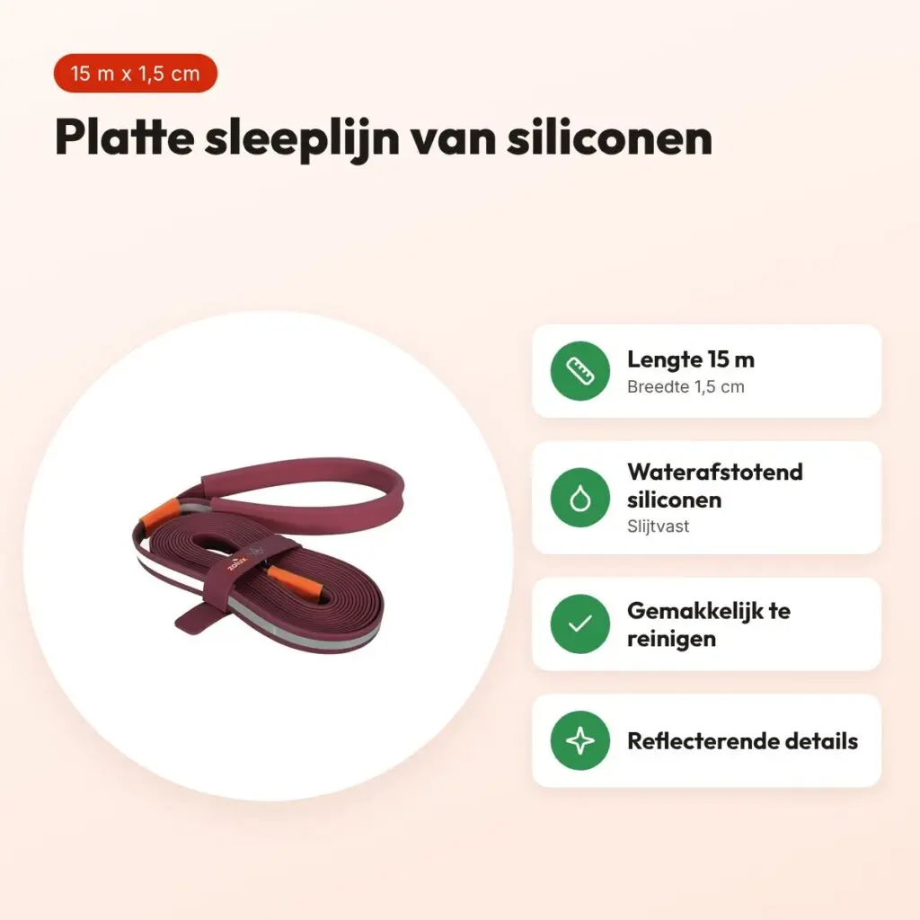 Zolux Bivouak sleeplijn plat siliconen rood 15 m x 1,5 cm – voordelen