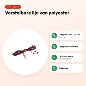 Zolux Bivouak verstelbare hondenlijn rood 10 m x 0,6 cm – voordelen