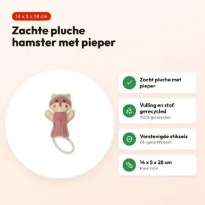 Zolux Buddy hamster hondenspeeltje roze 14 x 5 x 28 cm – pluche, piepend – voordelen