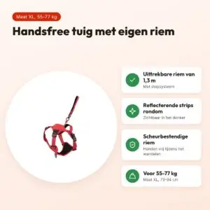 Zolux Easyride hondentuig rood XL 73-94 cm – handsfree, 55-77 kg – voordelen