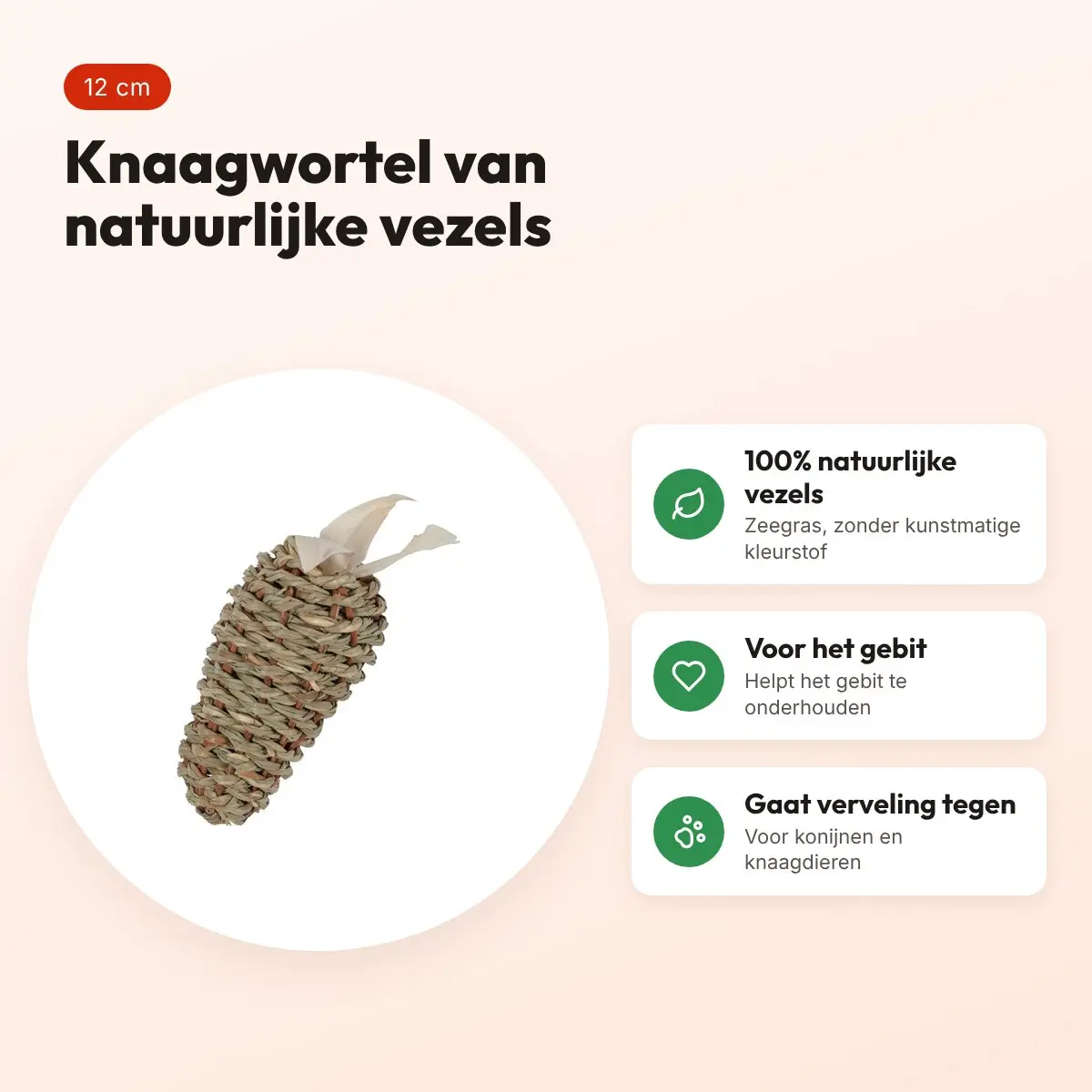 Zolux Ehop knaagspeelgoed wortel zeegras 12 cm – natuurlijke vezels – voordelen