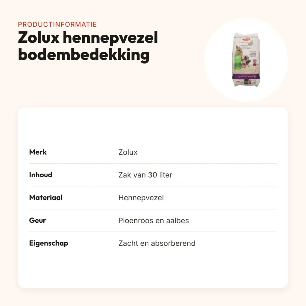 Zolux hennepvezel bodembedekking 30 liter – pioenroos- en aalbesgeur – productinformatie
