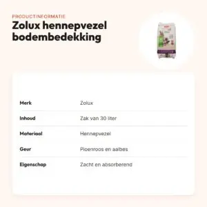 Zolux hennepvezel bodembedekking 30 liter – pioenroos- en aalbesgeur – productinformatie
