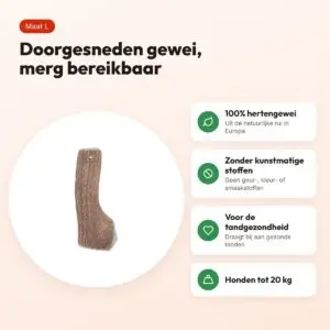 Zolux hertengewei Easy doorgesneden maat L – kauwsnack voor honden – voordelen
