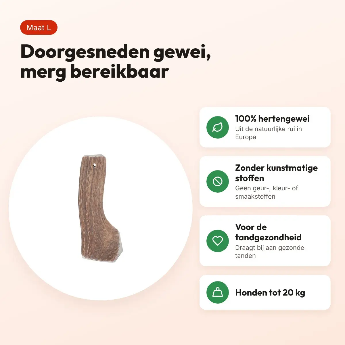 Zolux hertengewei Easy doorgesneden maat L – kauwsnack voor honden – voordelen