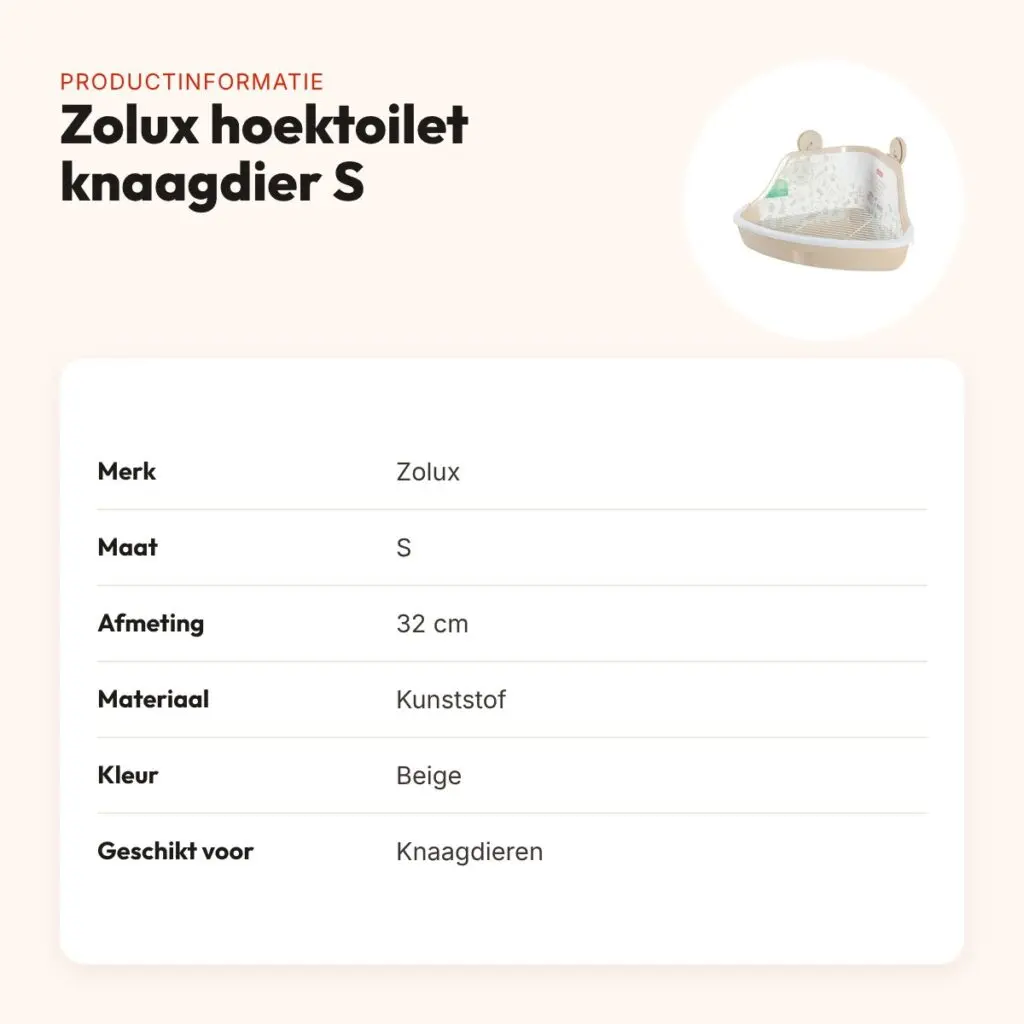 Zolux hoektoilet knaagdier beige S 32 cm – met opstapje – productinformatie