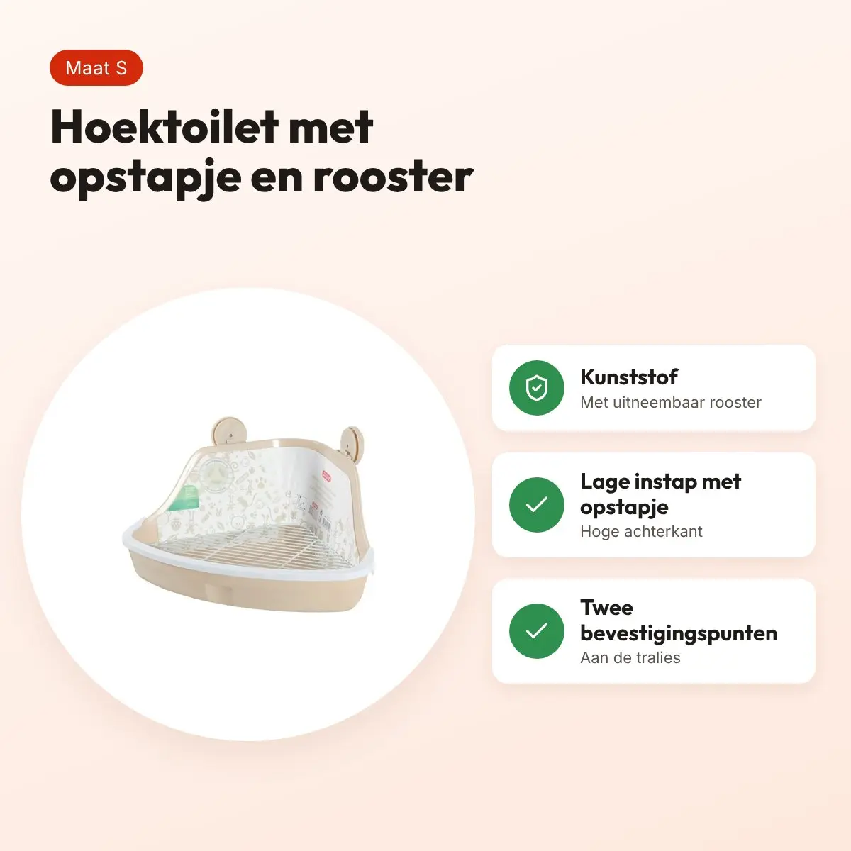 Zolux hoektoilet knaagdier beige S 32 cm – met opstapje – voordelen