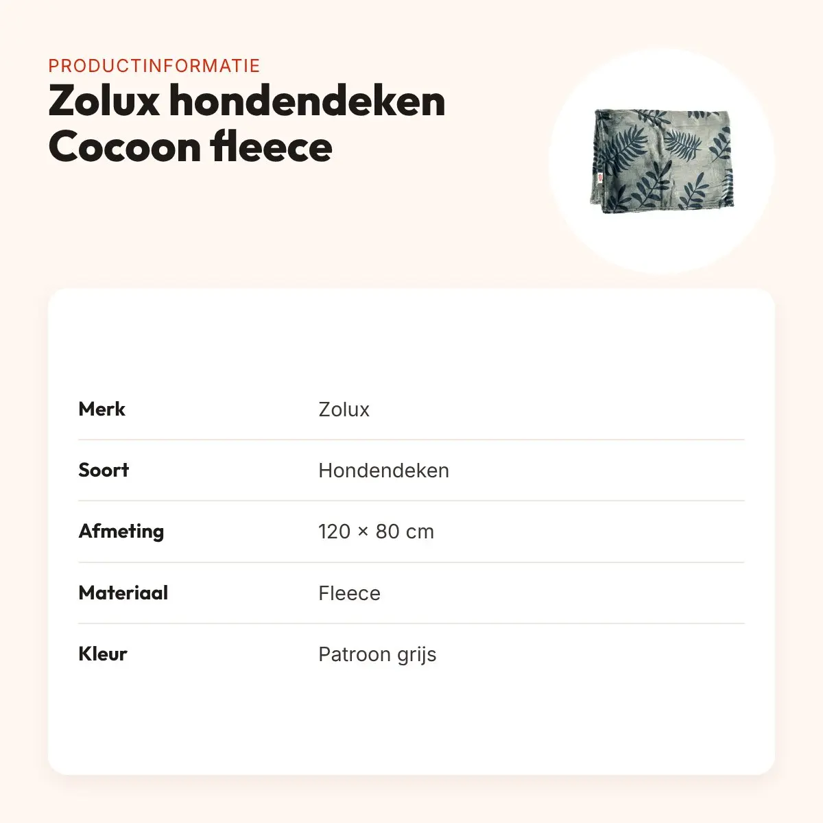 Zolux hondendeken Cocoon fleece patroon grijs 120 x 80 cm – productinformatie