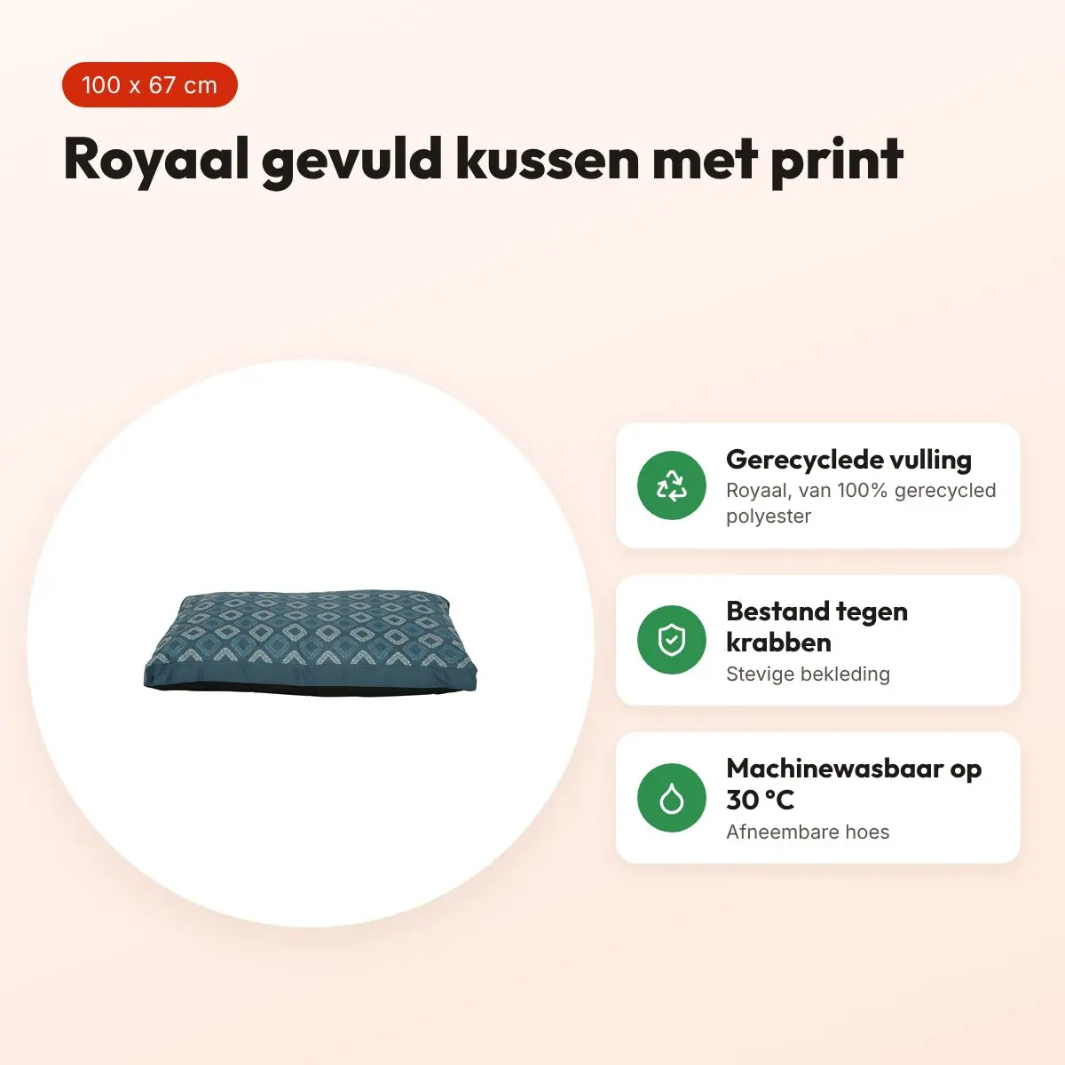 Zolux hondenkussen Sirius met print blauw 100 x 67 x 22 cm – voordelen