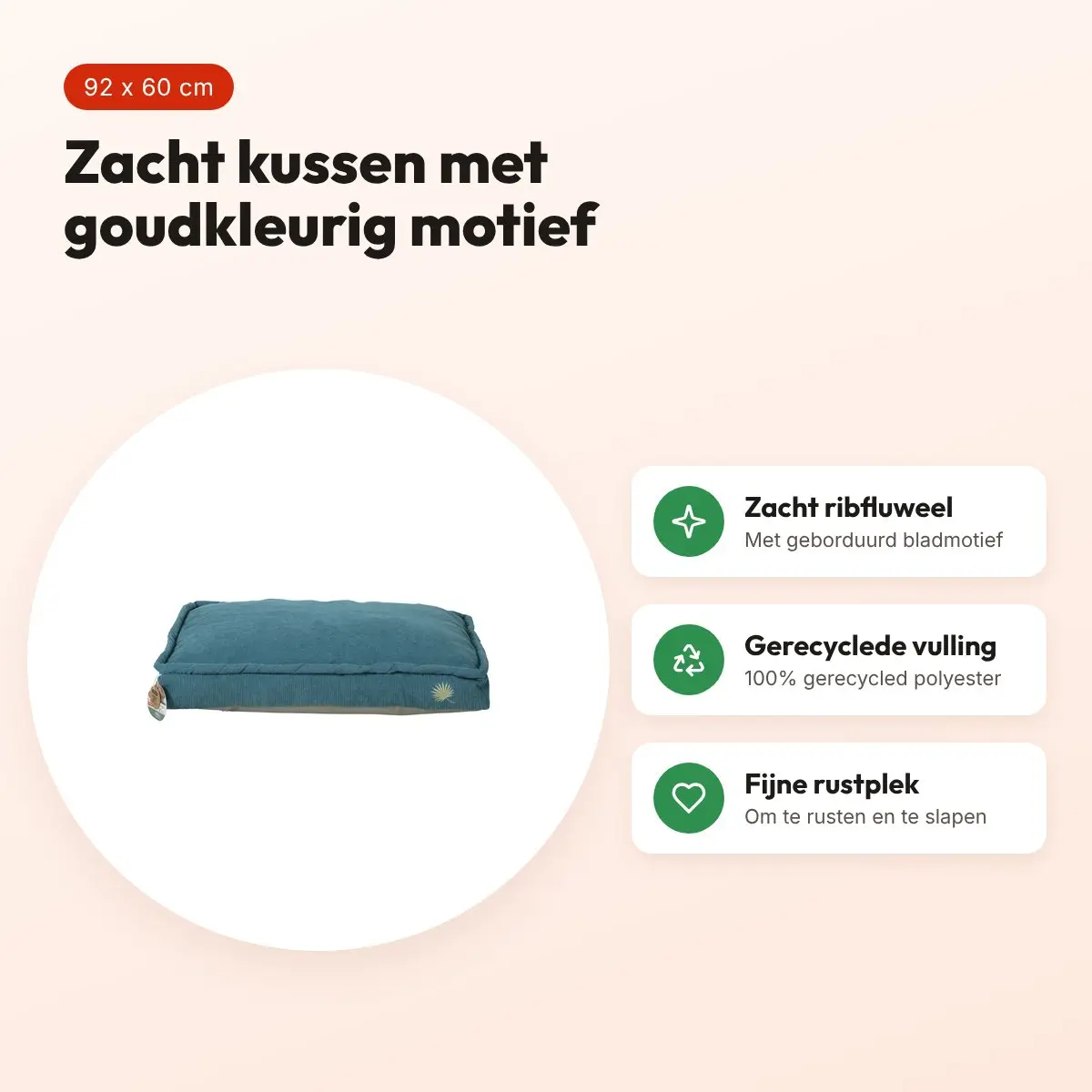 Zolux hondenkussen Toscane ribfluweel blauw 92 x 60 x 16 cm – voordelen