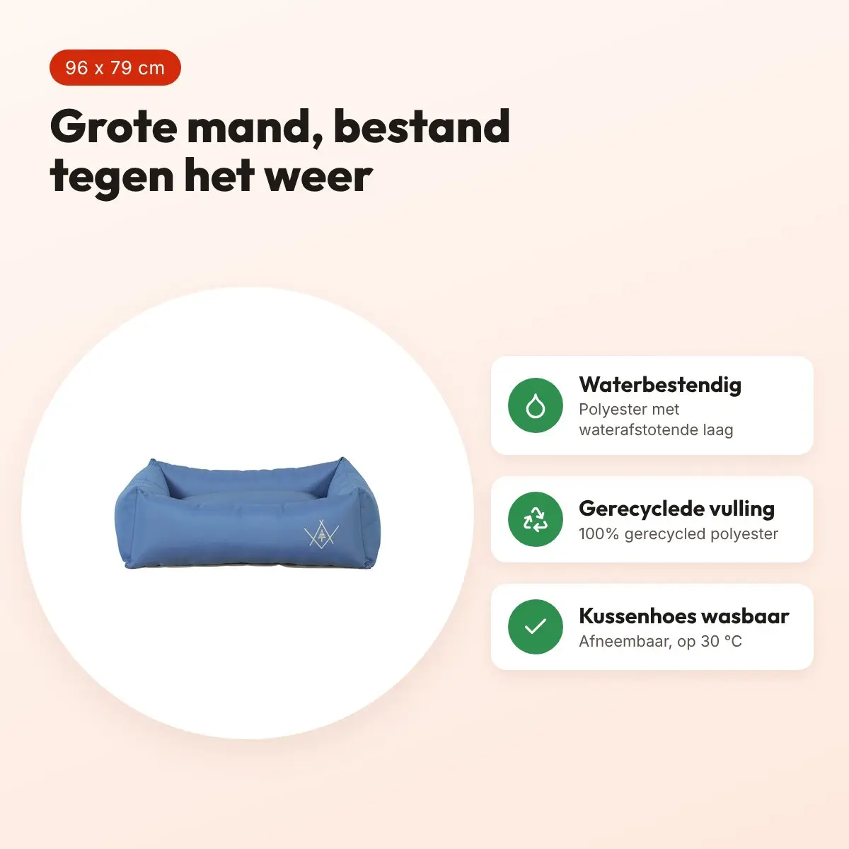 Zolux hondenmand 4 Seasons waterafstotend blauw 96 x 79 x 30,5 cm – voordelen