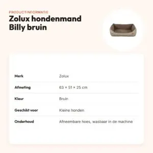 Zolux hondenmand Billy bruin 63 x 51 x 25 cm – voor kleine honden – productinformatie