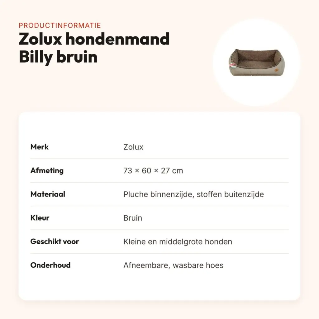 Zolux hondenmand Billy bruin 73 x 60 x 27 cm – pluche binnenzijde – productinformatie