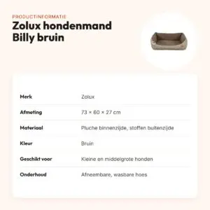 Zolux hondenmand Billy bruin 73 x 60 x 27 cm – pluche binnenzijde – productinformatie