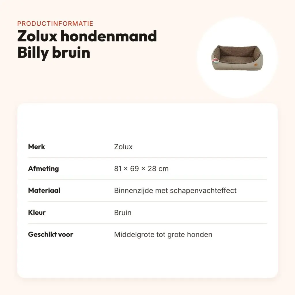 Zolux hondenmand Billy bruin 81 x 69 x 28 cm – schapenvachteffect – productinformatie