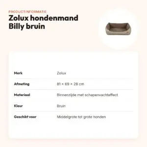 Zolux hondenmand Billy bruin 81 x 69 x 28 cm – schapenvachteffect – productinformatie