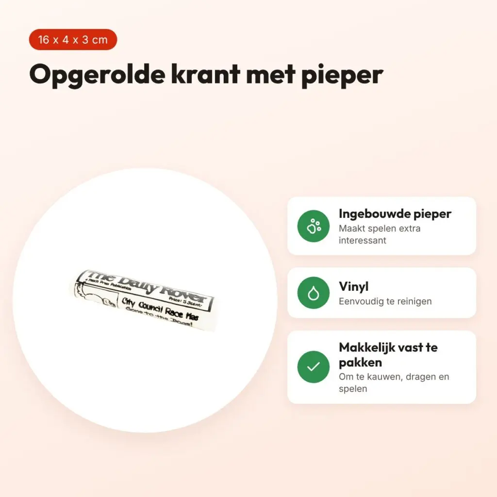 Zolux hondenspeeltje krant van vinyl 16 x 4 x 3 cm – met pieper – voordelen