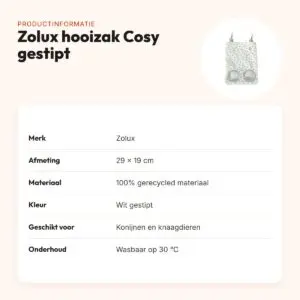 Zolux hooizak Cosy gestipt wit 29 x 19 cm – 2 openingen – productinformatie