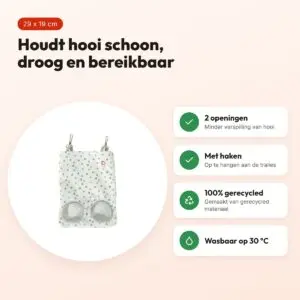 Zolux hooizak Cosy gestipt wit 29 x 19 cm – 2 openingen – voordelen