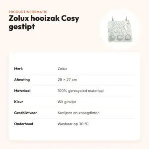 Zolux hooizak Cosy gestipt wit 29 x 27 cm – 3 openingen – productinformatie