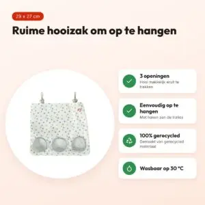 Zolux hooizak Cosy gestipt wit 29 x 27 cm – 3 openingen – voordelen