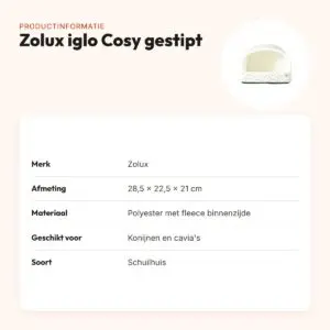 Zolux iglo Cosy gestipt 28,5 x 22,5 x 21 cm – voor konijn en cavia – productinformatie